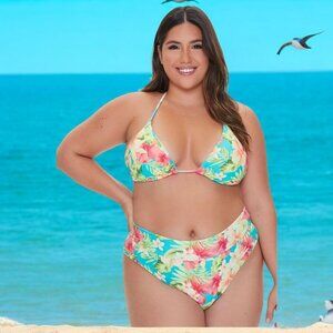 NEW!!! WOMEN’S PLUS TROPICAL PRINT BIKINI BOTTOMS (OASIS) - SIZE 4X